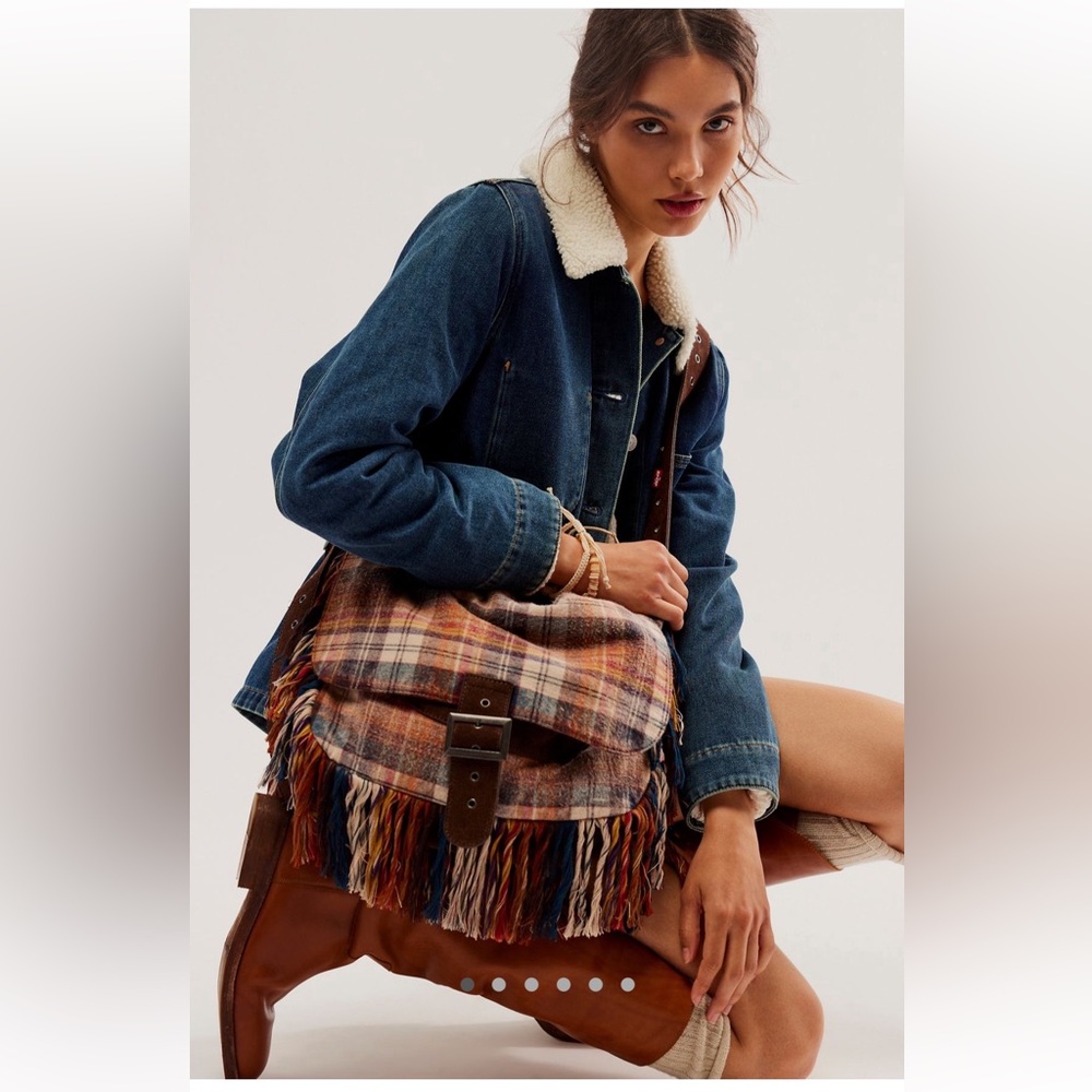 Free People Polar Plaid Messenger Bag